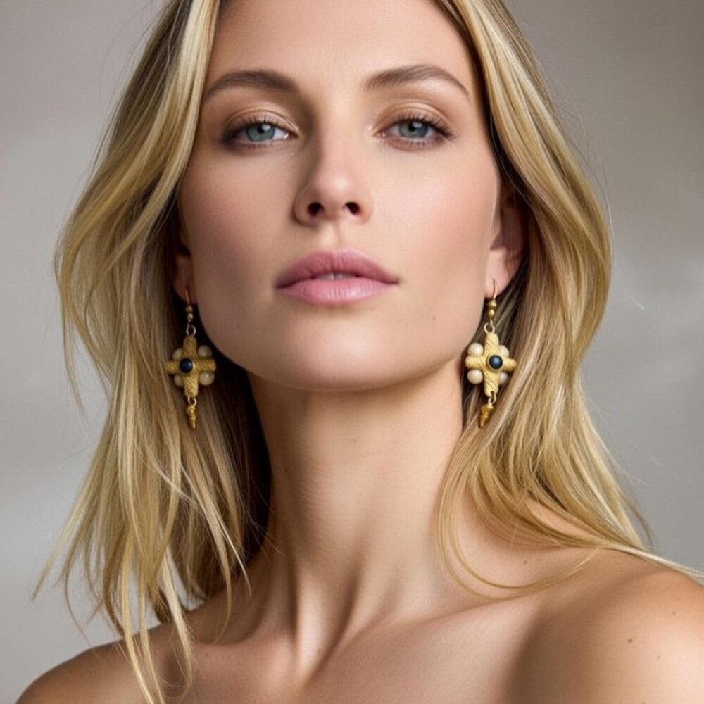 Beautiful well-crafted gold drop earrings